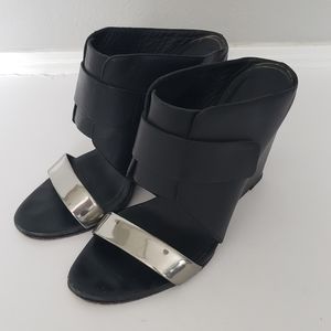 VINCE black and silver wedge shoes heels 8